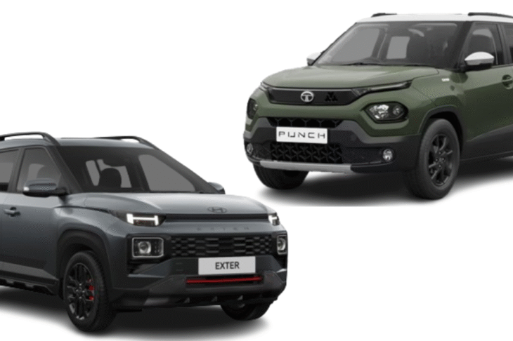 Hyundai Exter and Tata Punch comparison front view