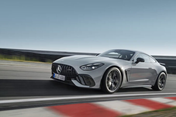 Mercedes-AMG GT 63 Pro front three-quarter view with aggressive aero package