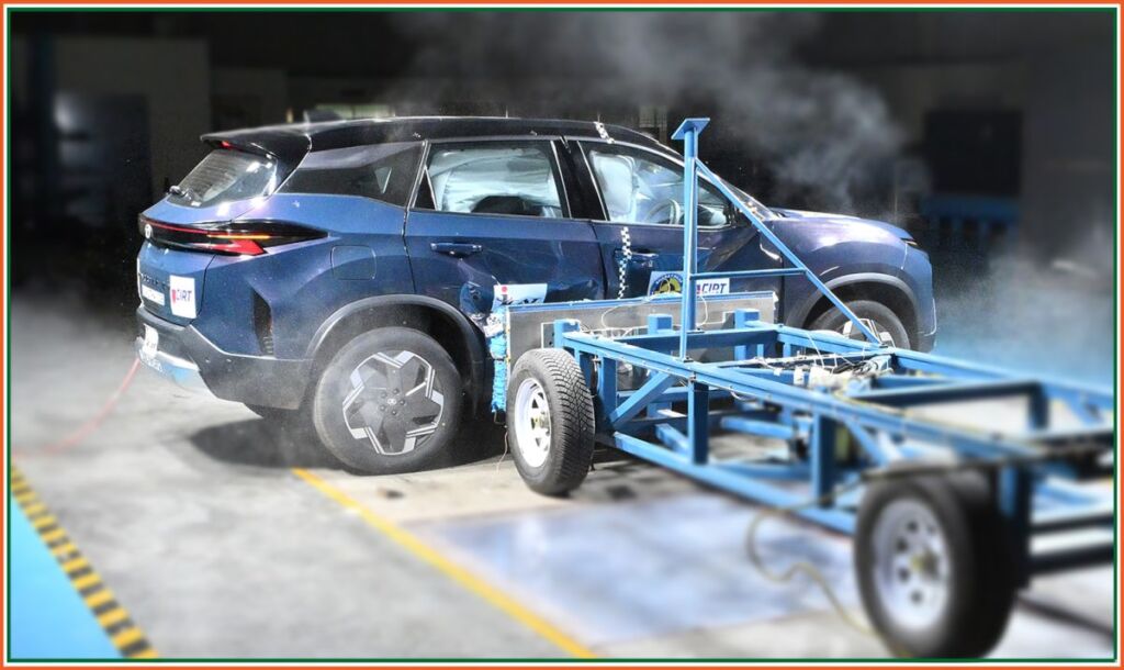 Side impact crash test of Tata Harrier EV at Bharat NCAP facility