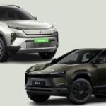 Tata Harrier EV and Mahindra BE 6 electric SUVs front-side view comparison