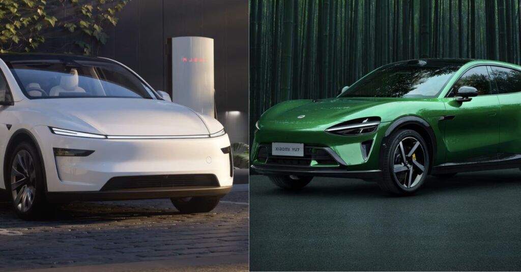 face off between the Tesla Modek Y and teh Xiaomi YU7