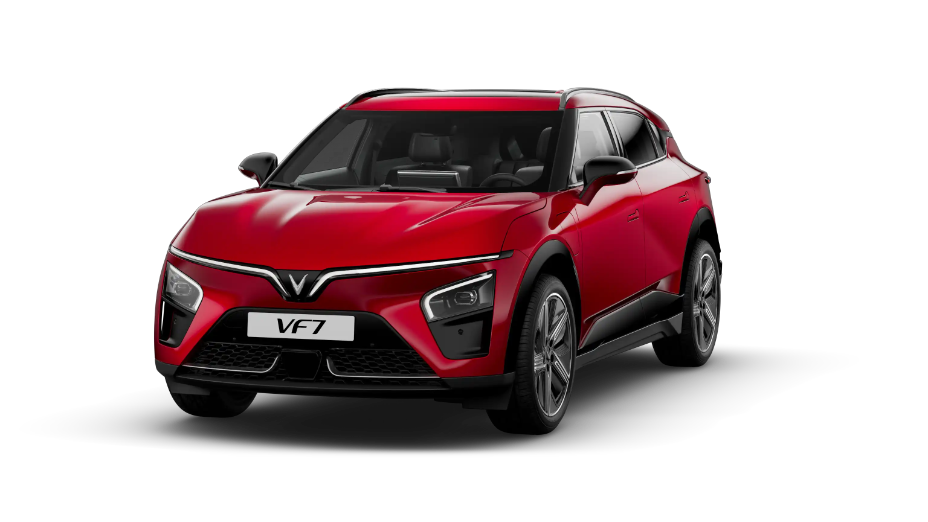 crimson red color of the vinfast VF7