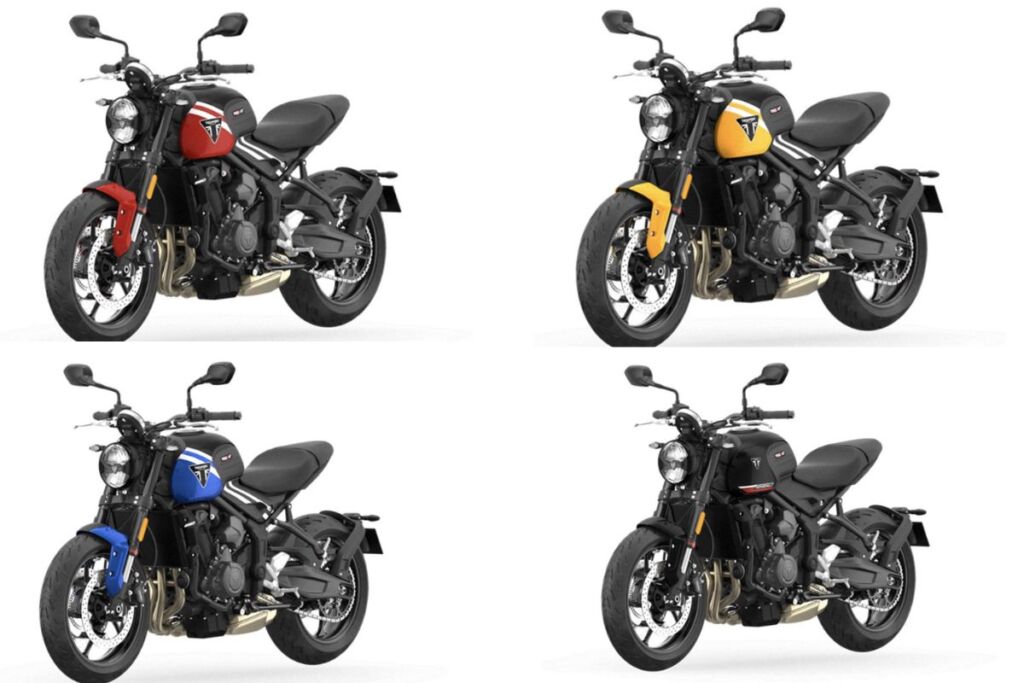 Triumph Trident 660 offers three new dual-tone options:
Blue / Black
Red / Black
Yellow / Black